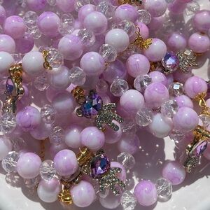 Glass Beaded Bracelets With Bear Charm NWOT